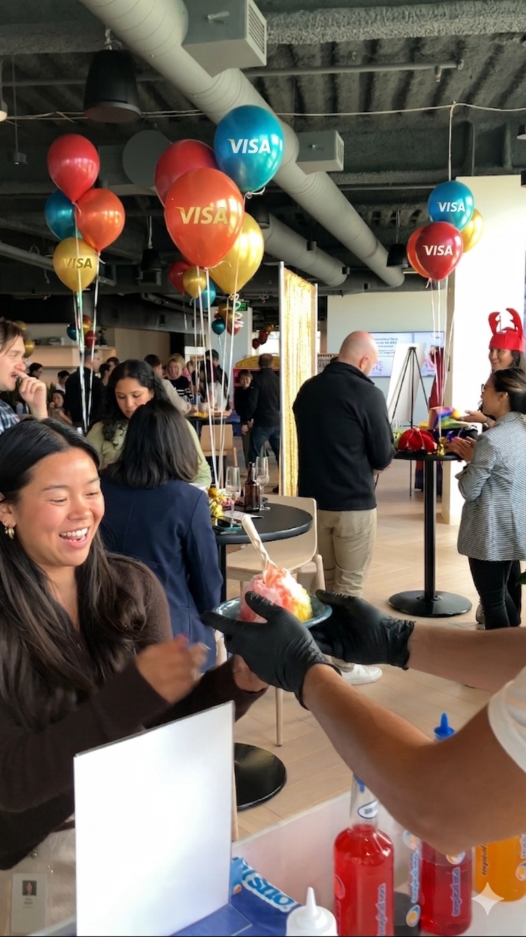 Tropics Shave Ice serving guests at a Visa corporate event